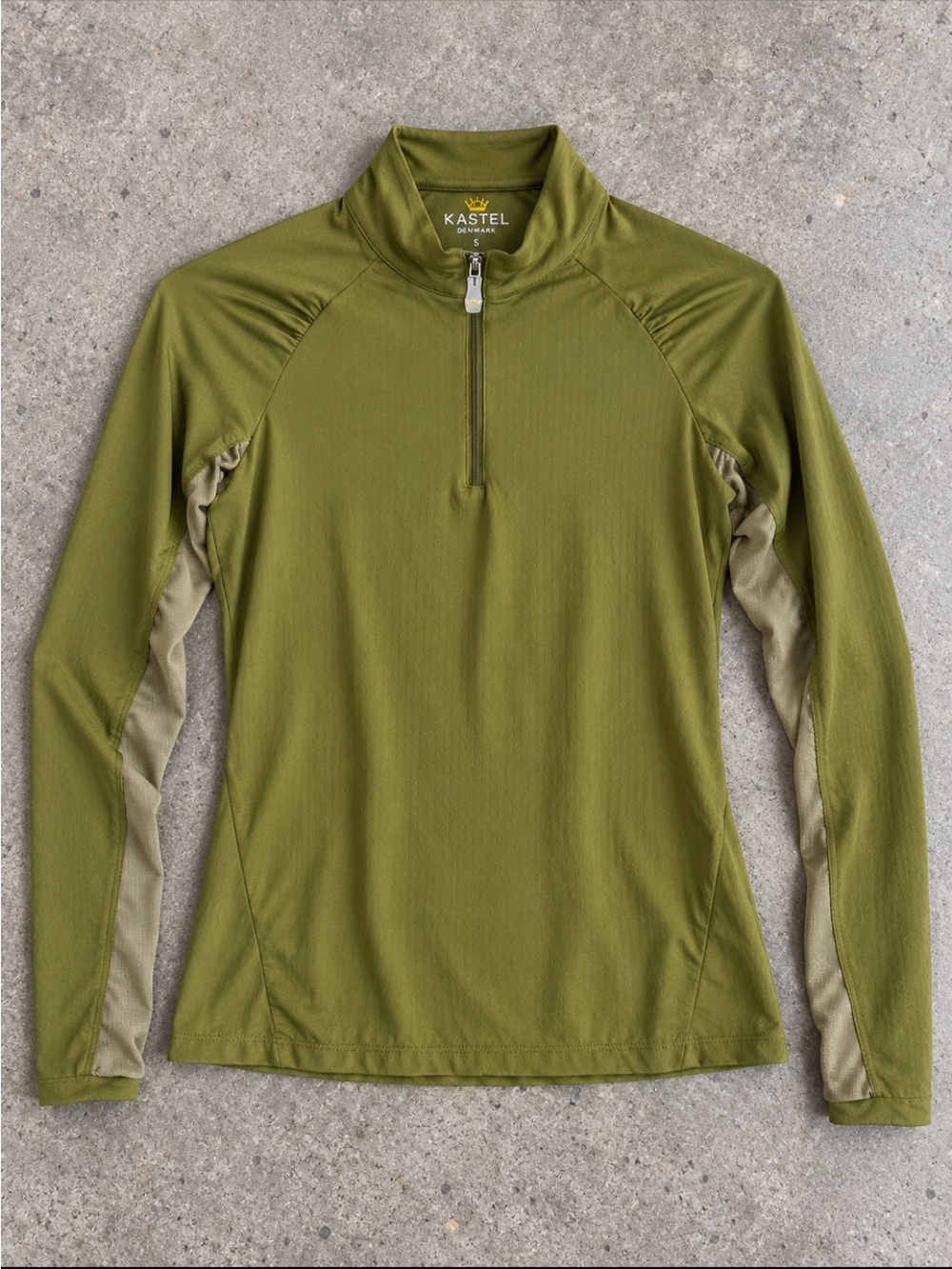 Kastel Denmark Equestrian 1/4 Zip Riding Shirt Woman Small Olive Green Mesh